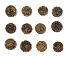 29 botones antiguos victorianos Paris Breveté figura metal latón