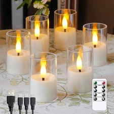 Rechargeable Acrylic Flameless Votive Candles with Timer & Remote Control 1.7...