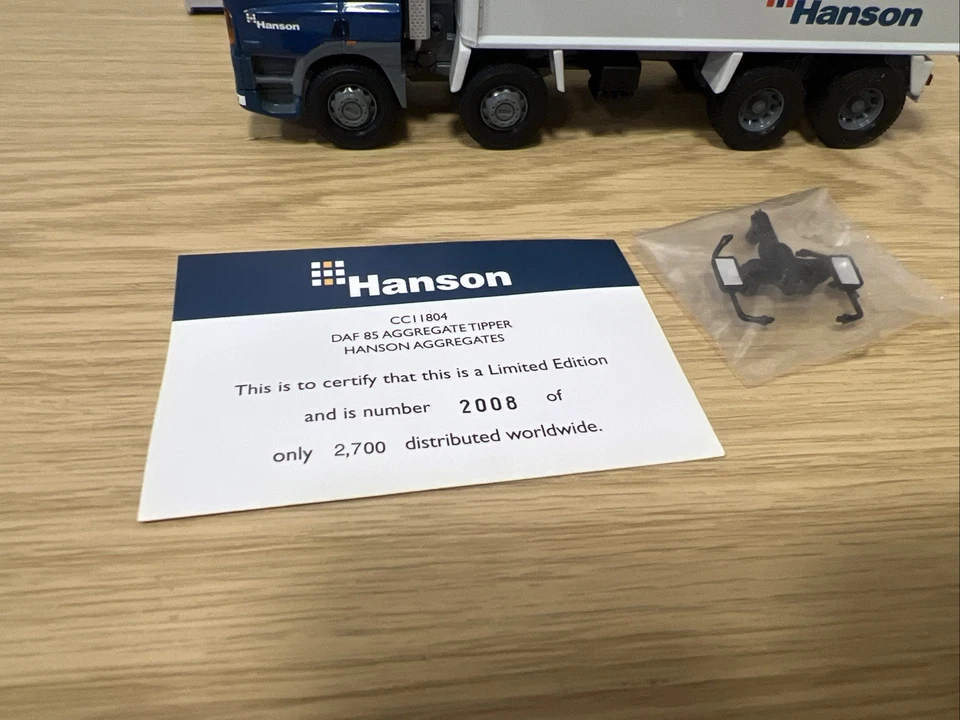 Corgi Limited Edition Hanson  Aggregates DAF Rigid Tipper  CC11804 1:50 - Image 4 of 4