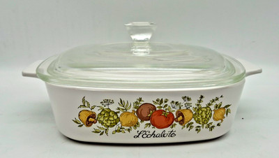 Vtg CorningWare SPICE OF LIFE L'Echalote A-1-B 1 Qt Casserole Dish w/(as is) Lid