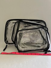Set of Three Clear Plastic Zippered Packing or Storage Bags