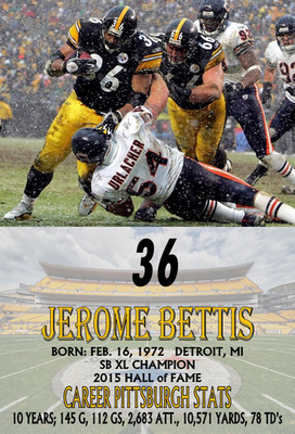 JEROME BETTIS  PITTSBURGH STEELERS  FULL COLOR SUBLIMATION NAME PLATE