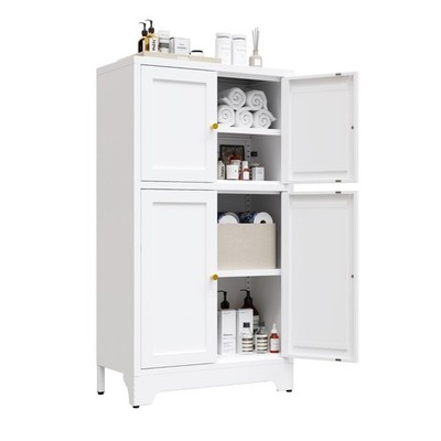 Elegant 43H Bathroom Floor Cabinet,Metal Storage Cabinet,Sideboard with 4 Doors