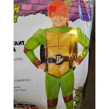 Child Medium 7-8 Teenage Mutant Ninja Turtles Costume Jumpsuit Shell Masks NEW