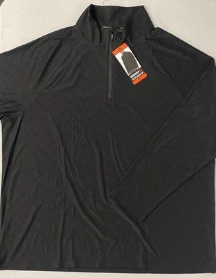 GERRY Men's Active Quarter Zip Regular 1/4 Pullover Mock Neck XXL Wicking BLACK