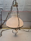 Vintage Milk Glass Hanging Light Hurricane Lamp Farmhouse Brass