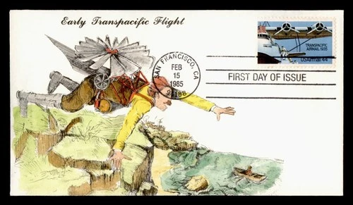 DR WHO 1985 FDC CHINA CLIPPER FLIGHT ANIV KARENS HAND COLORED CACHET M77744