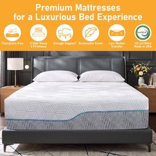 12" 16" Extra Firm Memory Foam Mattress Queen King Dual Side Flippable Mattress
