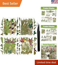 110 Pcs Dried Flowers Leaves for Crafts, Real Pressed Flowers Dry Leaves for...
