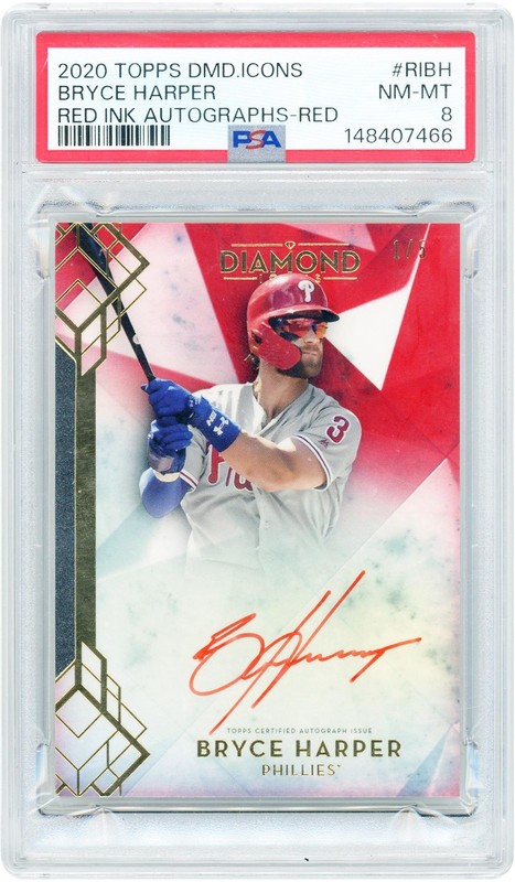 Bryce Harper Phillies Signed 2020 Topps Diamond Icons #RI-BH #1/5 PSA 8 Card