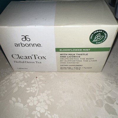 Arbonne Clean Tox Herbal Detox Tea Elderflower Mint, 20 Tea Bag
