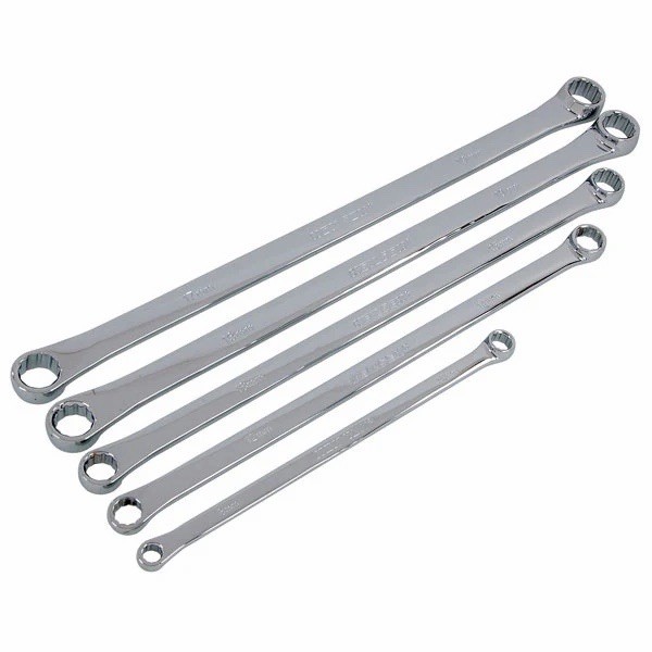 5pc Aviation Ring Spanner Set 8mm-19mm Extra Long  Reach Wrench Spanners Flat