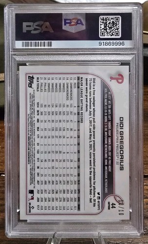 2022 Topps Chrome Phillies Didi Gregorius Purple Sapphire Edition 10/10 PSA 10 - Picture 2 of 3