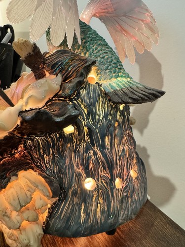 VTG De Capoli Style Fiber Optic Hummingbird Flowers Figurine Resin Hibiscus - Picture 8 of 12