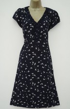 JOHN ROCHA NAVY WHITE DRAGONFLY PRINT TEA DRESS SIZE 16 DEBENHAMS
