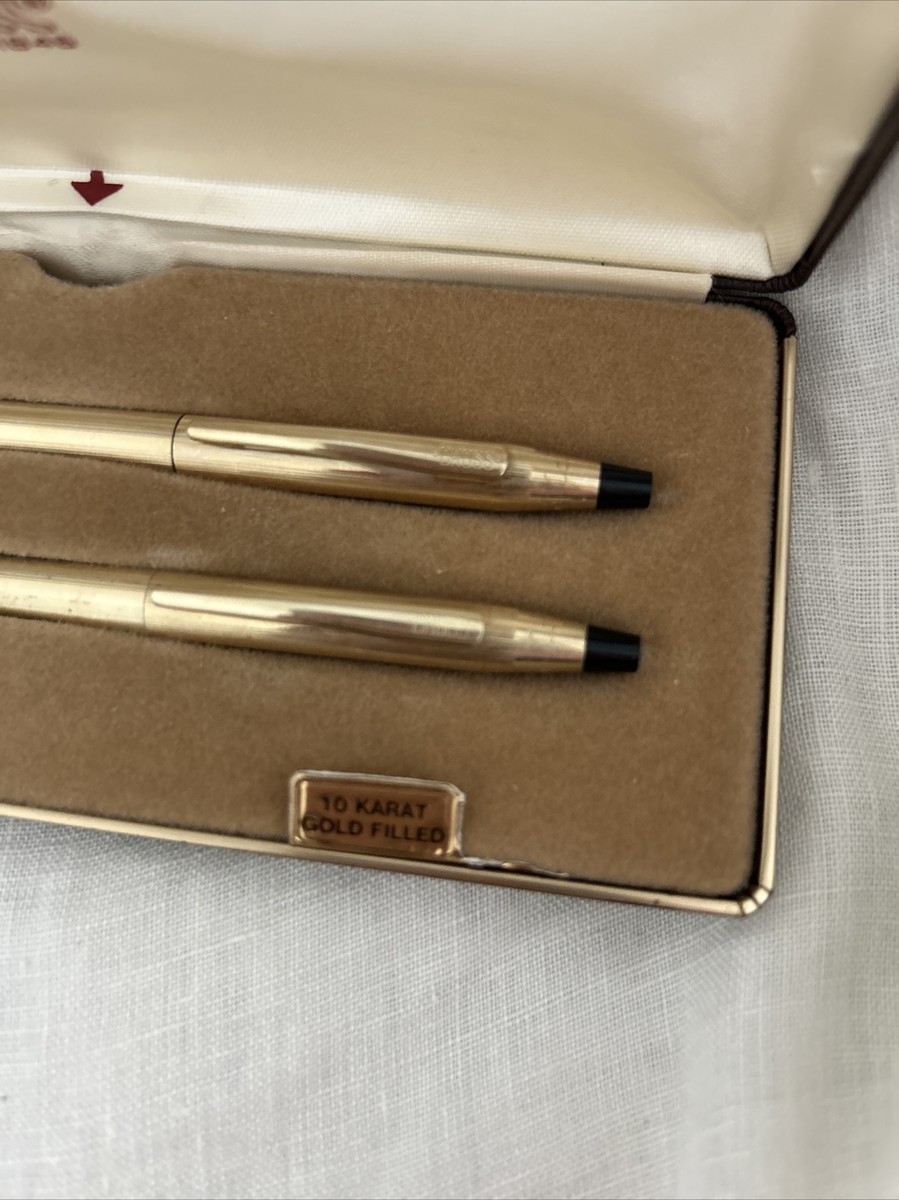 Vintage CROSS 10K Gold Pen & Pencil Set w/ Case & Booklet