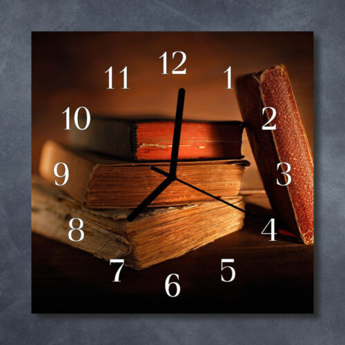 Tulup Glass Wall Clock Kitchen Clocks 30x30 cm Book Brown  - Picture 1 of 7