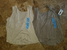 Nwt Womens Active Life Tank Top Draped Toasted Brown Heather Light Grey 2XL