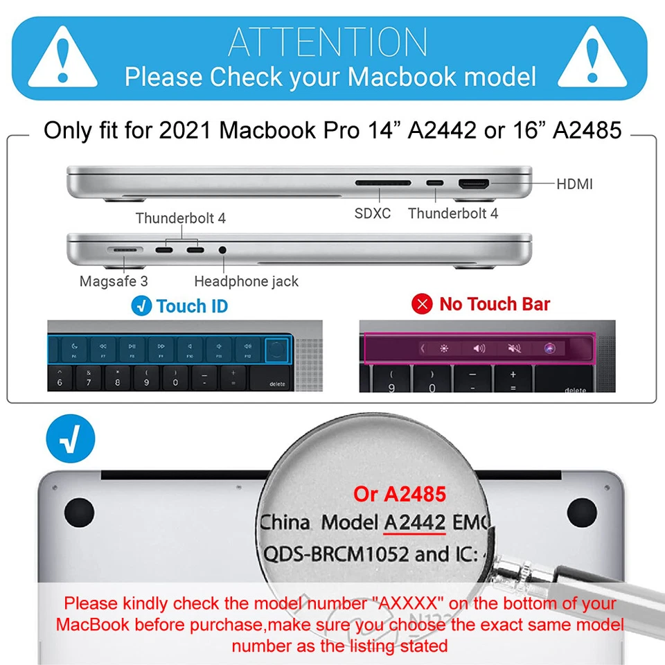 Capa Rígida Capa Para Macbook Pro 14 16 Polegadas Transparente/Fosco 2021 2023 M1 M2 M3 - Imagem 2 de 4