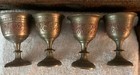 Vintage Etched Brass Set of 7 Shot Glasses/Wine Goblets W/ Tray From India — photo 8