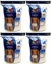 36 White Large L 36-38 Inch Briefs Fruit Of The Loom Tagless G 91-97 CM