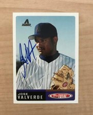 JOSE VALVERDE ARIZONA DIAMONDBACKS SIGNED 2002 TOPPS TOTAL CARD #885 W/COA
