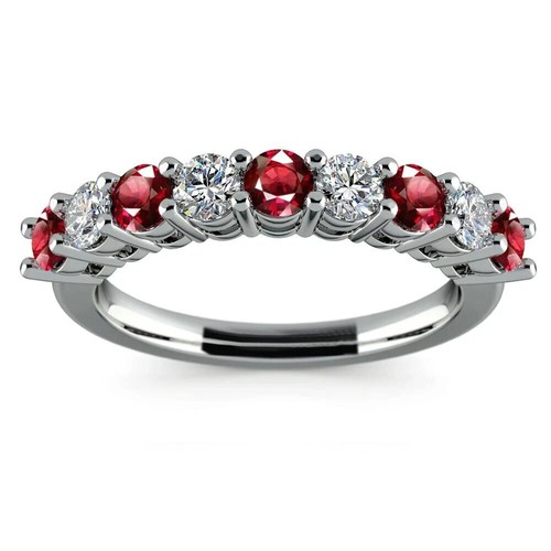 1.80 Ct Round Cut Natural Ruby & Diamond Engagement Ring 14k solid White Gold - Picture 2 of 5