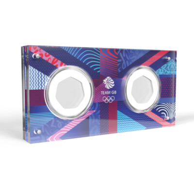 Olympic 2024 Union Jack 50p 2 Coin Acrylic Display Case Holder
