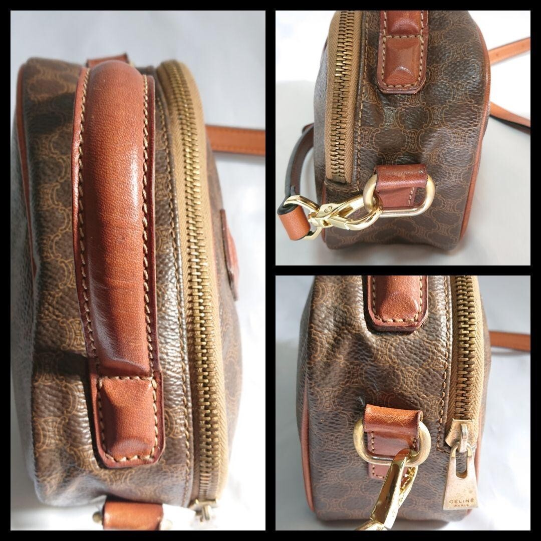 Celine Macadam Pattern Shoulder Bag Crossbody Pochette Brown Women'S