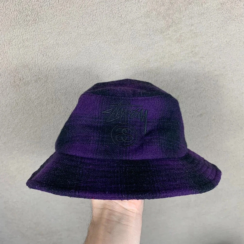 Vintage 90s Stussy Plaid Original Stitch Bucket Hat Cap Fashion Gucci Supreme