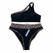 Leopard Print Women  s 2 Piece Swim Suit Size Large