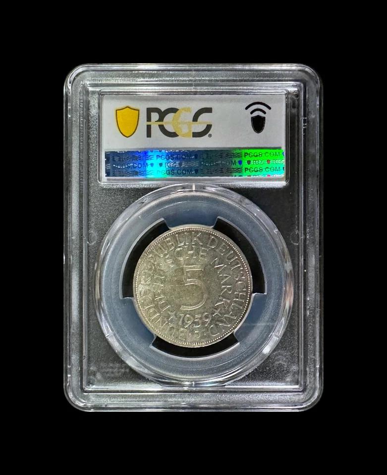 GERMANY. 1959, 5 Mark, Silver, J - PCGS MS63 - Federal Eagle, Hamburg - Image 4 of 4