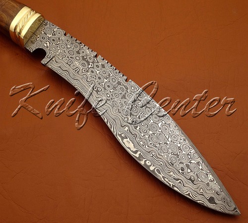 HERMOSO CUCHILLO DE CAZA KUKRI BOWIE HECHO A MANO ACERO DAMASCO HECHO A MANO - Imagen 3 de 10