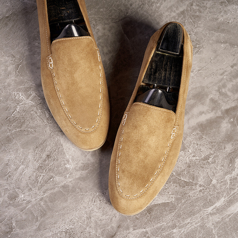 Italian Style Men Slip On Loafers Real Suede Leather Casual Dress