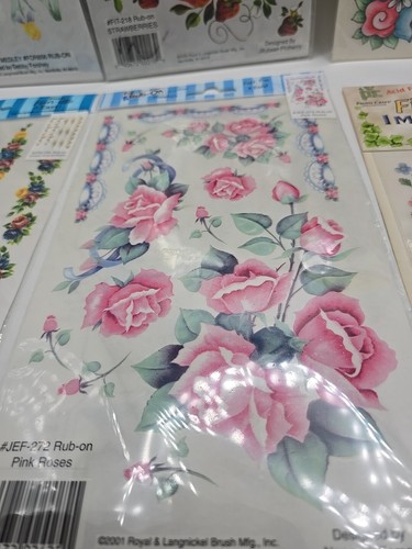 Lotto 6 Strofinacci Assortiti Trasferimenti Fiori Rose Cesto Fragole - Foto 3 di 7