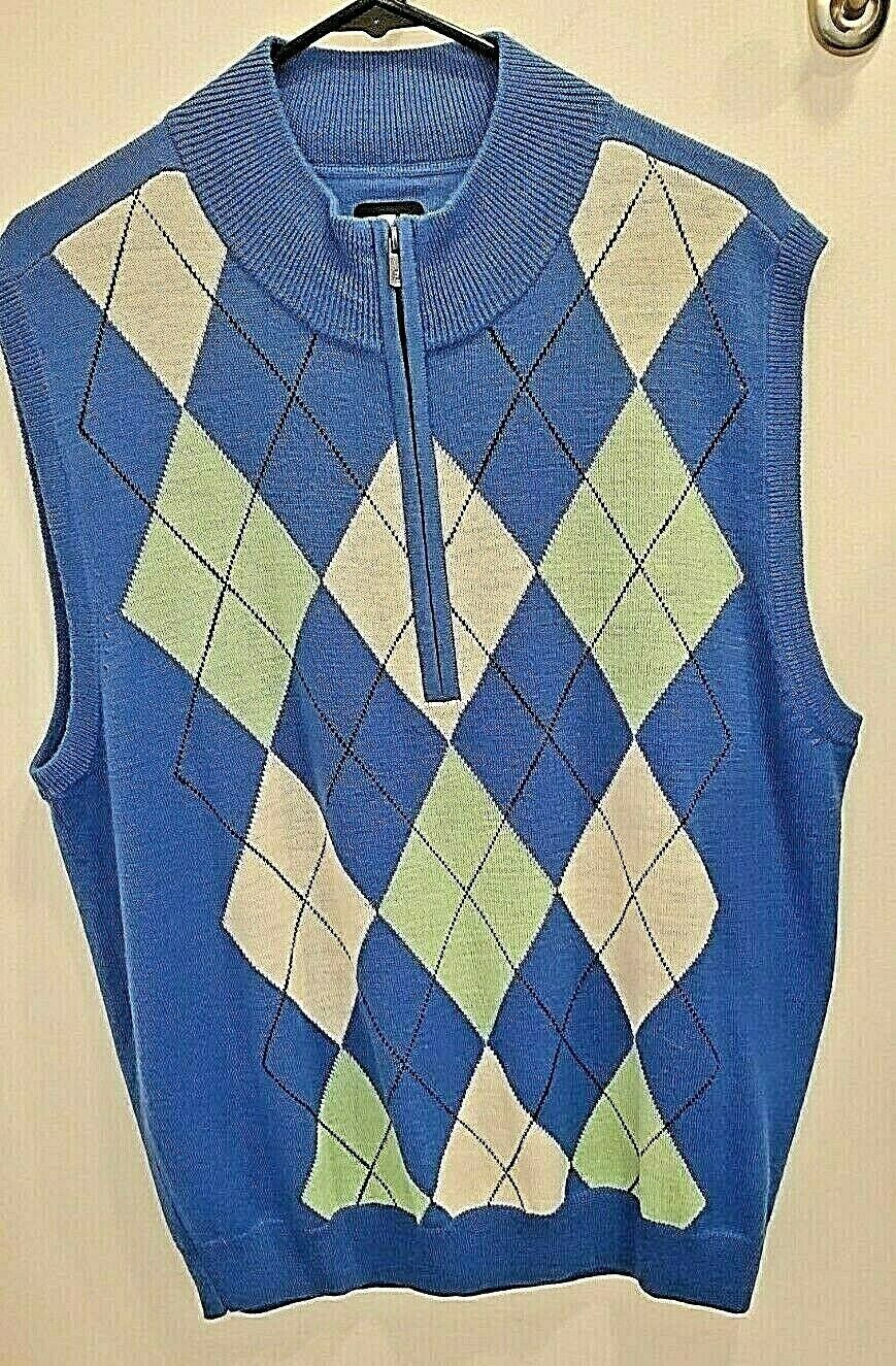 FootJoy Golf Men's Medium Argyle Wool Vest Blue/Green/White
