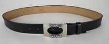 Streets Ahead Womens Black Leather Belt With Round Stones & Wire Size M 30-34
