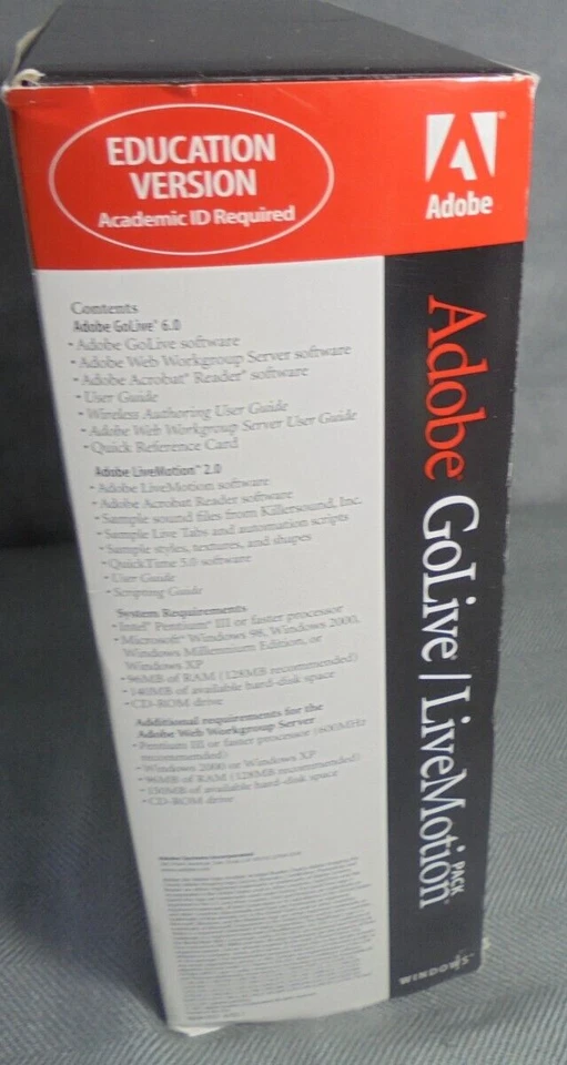 Adobe GoLive 6.0 and LiveMotion 2.0 Education Version for Windows 1999 Academic - Image 3 of 4