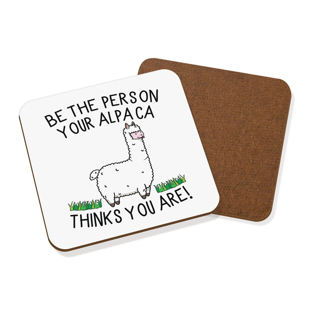 Be The Person Your Alpaca Thinks You Are Coaster Drinks Mat Crazy Lady Man Funny