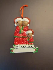 NWT Polar X Ornaments African American Family of 3 Personalize It Ornament