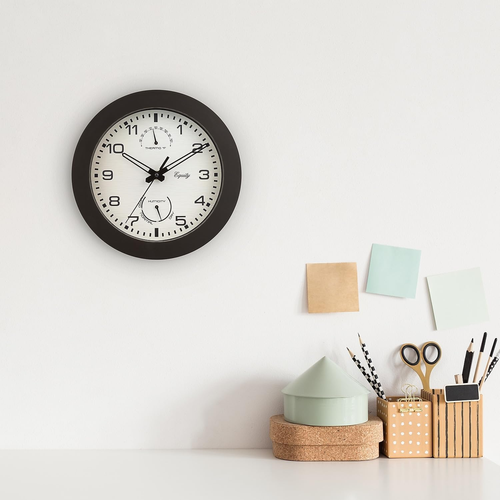 Equity by La Crosse 10 Inch in/Out Brown Wall Clock with Thermometer and Hygr... - Picture 7 of 12