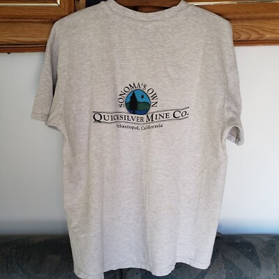 Vtg 90s Sonoma Quicksilver Mine Co Mens L T-Shirt Gray California Hanes Beefy CA