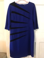Roman Dress Black & Blue Knee Length 3/4 Sleeve Stretch Size UK 18