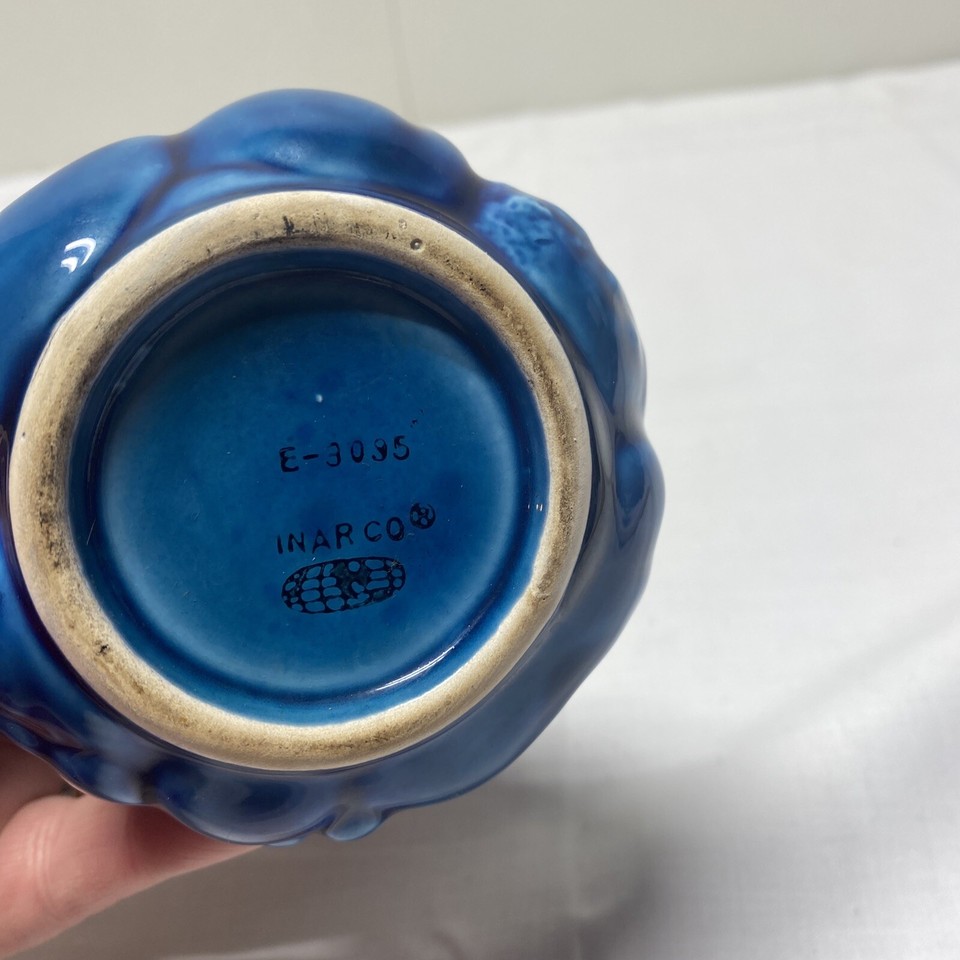 Vintage Inarco Indigo Blue Mood Fruit Bud Vase Small Flower Japan 7.5