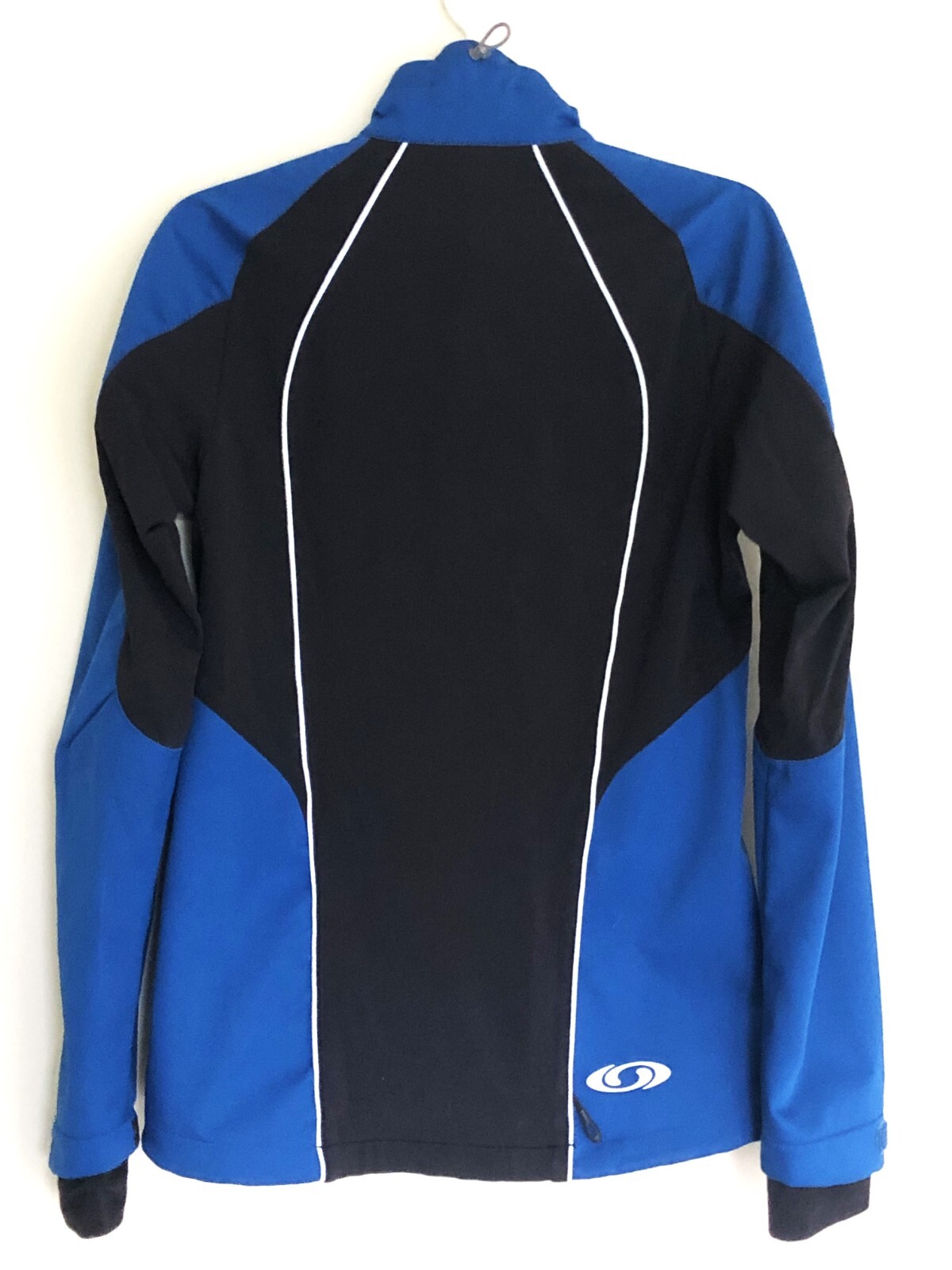 Giacca a vento SALOMON CLIMA WIND uomo piccola blu zip fori pollice come nuova