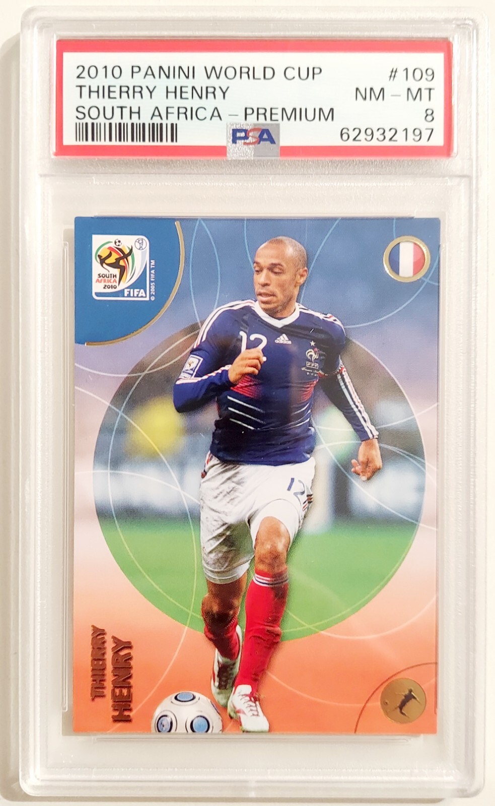 2010 PANINI FIFA WORLD CUP SOUTH AFRICA PREMIUM #109 THIERRY HENRY PSA 8