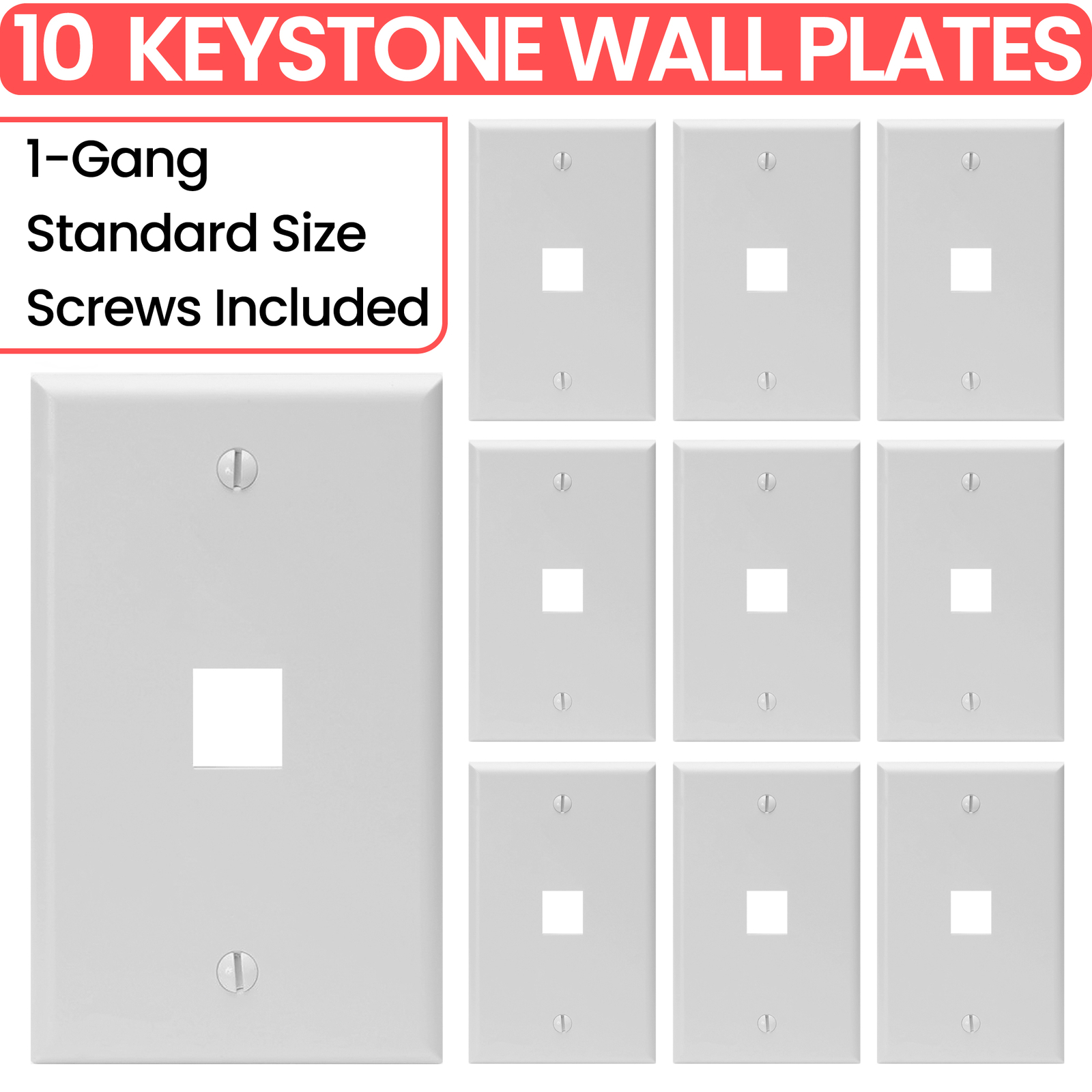 Keystone Wall Plate Jack Insert RJ45 CAT5e CAT6 White Face Plate LOT