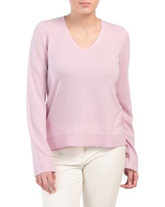 pink cashmere v neck sweater