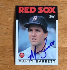 Marty Barrett Boston Red Sox Signed Autograph 1986 Topps Baseball Card
