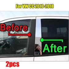2PCS Set Chrome Pillar Trim Door Cover Mirrored Post For VW CC 2010-2018